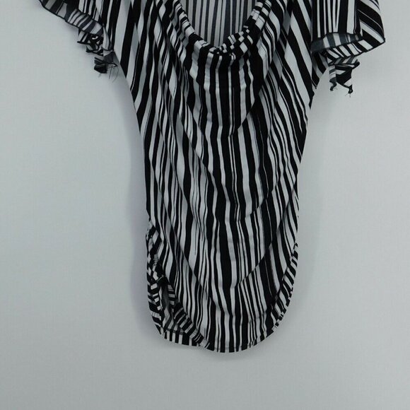 Cache Blouse Womens XS Pullover Black White Striped Stretchy Side Drawstrings - Picture 4 of 7